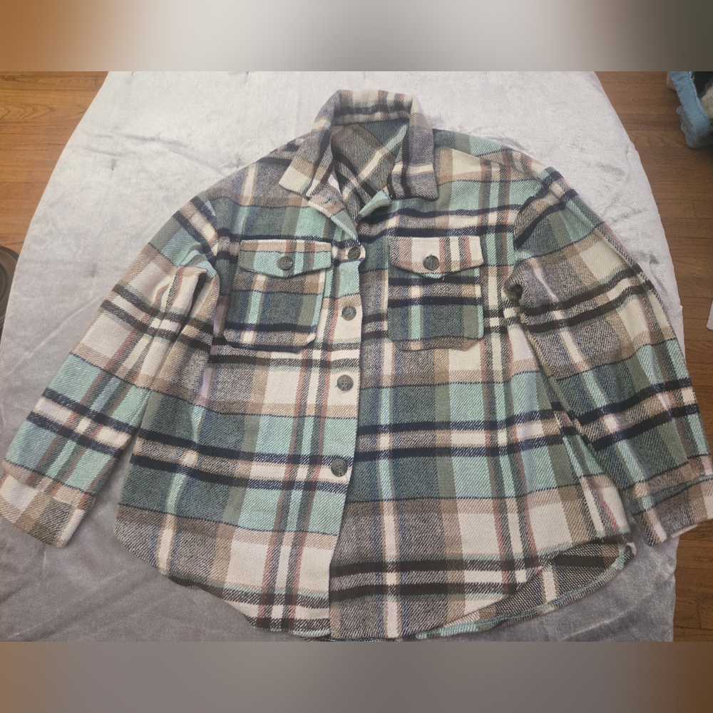 Plaid Button-Up Jacket